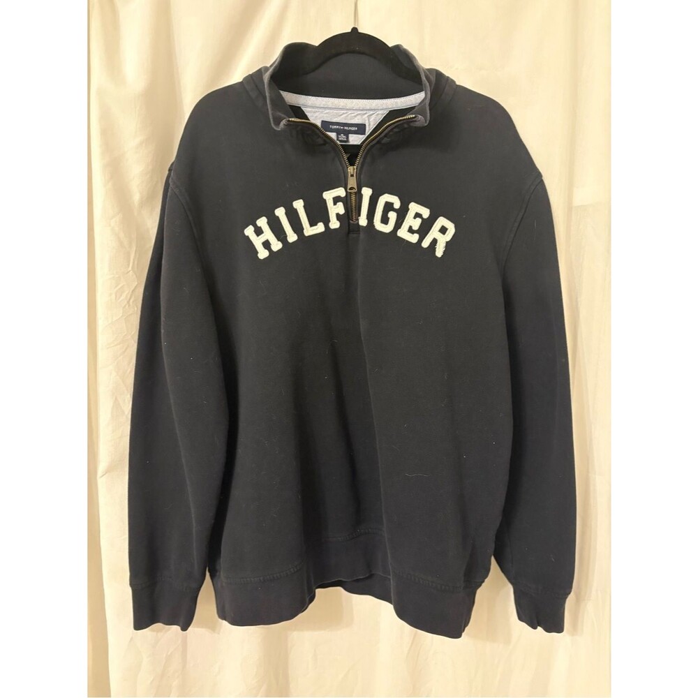 Tommy Hilfiger Men’s Half-Zip with White Embroidered Logo 90s XL